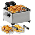 WHALLULTRA 5.3QT Electric Deep Fryer, 1700W Stainless Steel Oil Fryer with Triple Baskets, Adjustable Temperature, Perfect for Family Meals and Parties