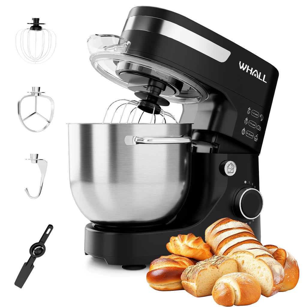 WHALLULTRA Stand Mixer, 12-Speed Tilt-Head Kitchen Mixer with Dough Hook, Whisk, Beater, and Stainless Steel Bowl – Powerful Electric Food Mixer for Baking