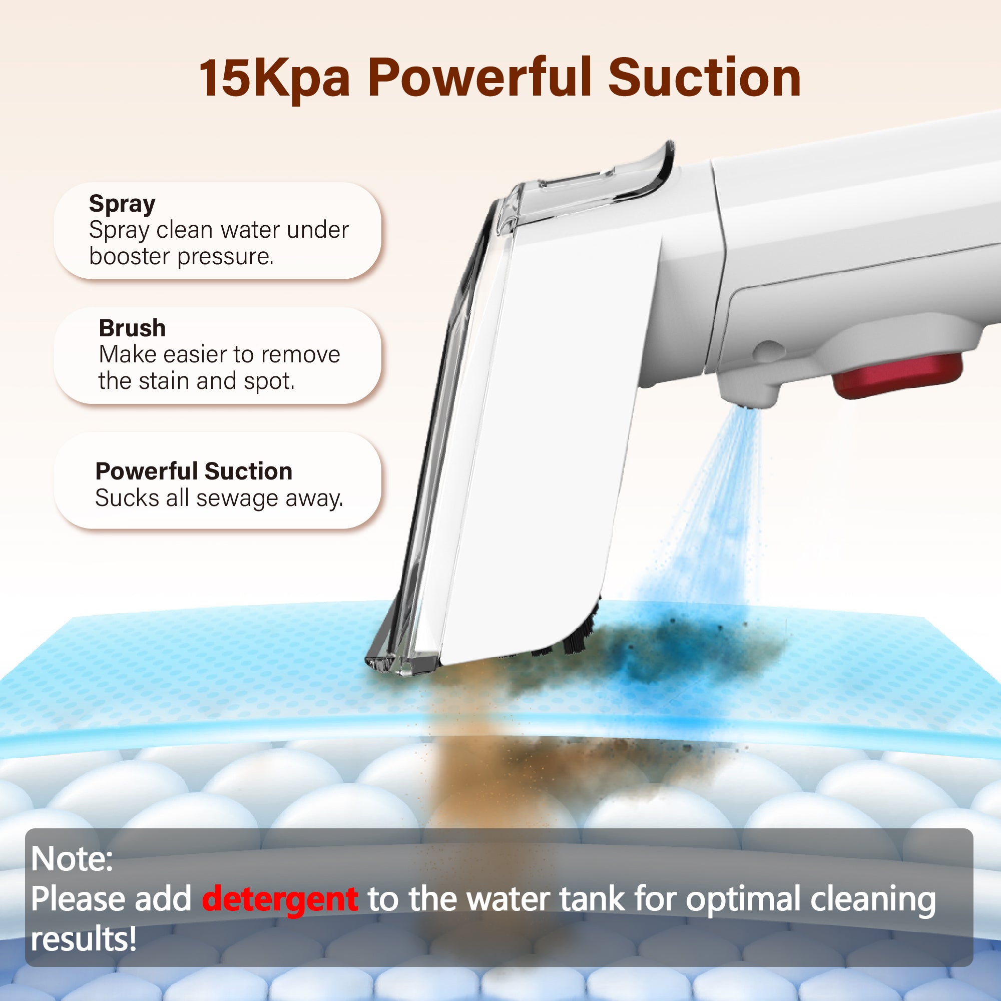 WHALLULTRA Portable Carpet Cleaner Machine, Spot & Upholstery Cleaner with Powerful Suction, Dual Water Tanks, Compact Cleaner for Carpet, Sofa, Pet Messes