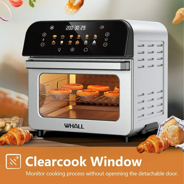 WHALL 12QT Touchscreen Air Fryer Oven with 12 Pre-set Cooking Menus, Clear Viewing Window, Up to 95% Less Oil for Healthier, Convenient Meals