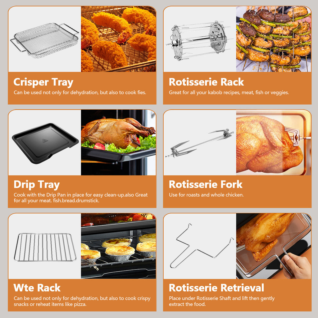 WHALL 12QT Touchscreen Air Fryer Oven with 12 Pre-set Cooking Menus, Clear Viewing Window, Up to 95% Less Oil for Healthier, Convenient Meals