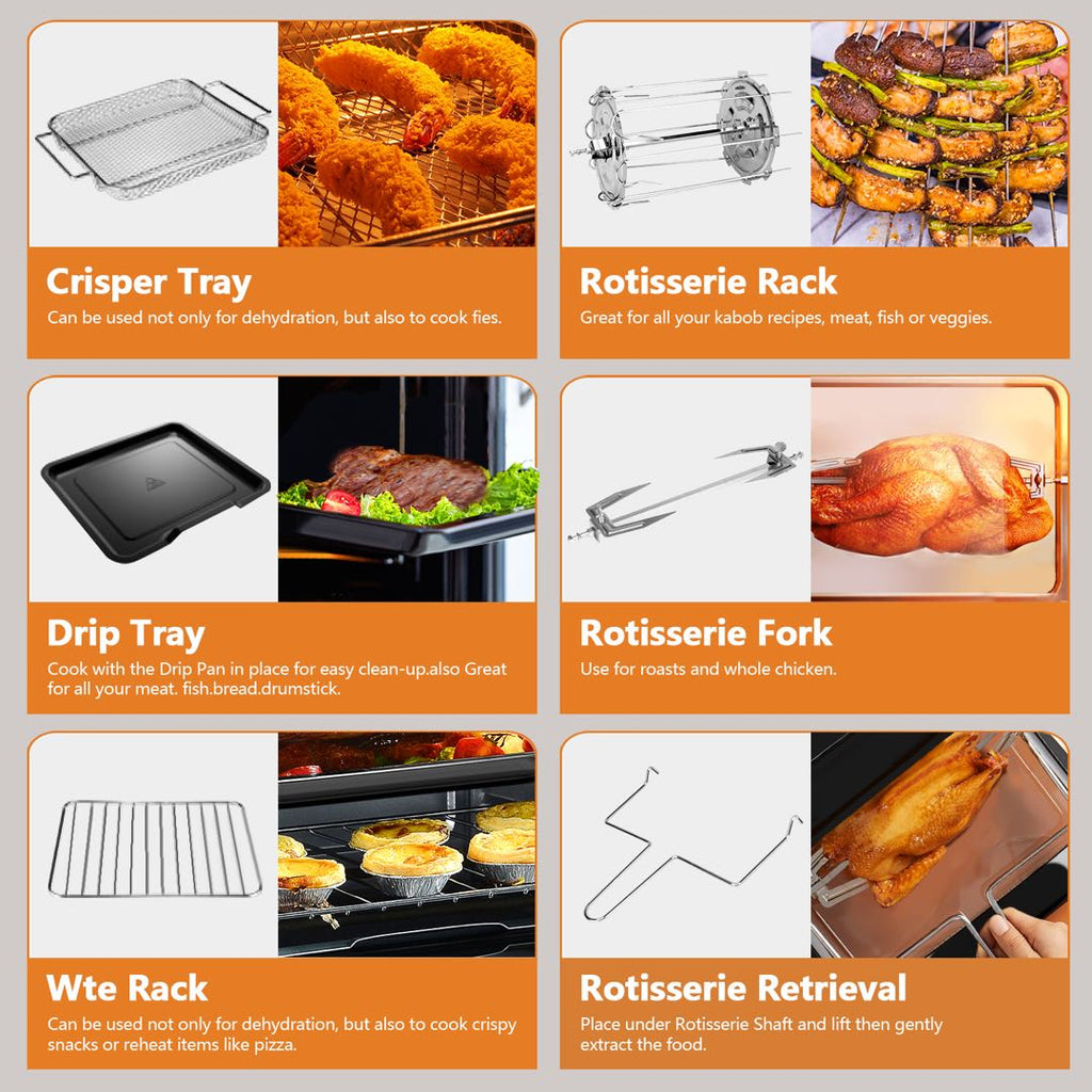 WHALL 12QT Touchscreen Air Fryer Oven with 12 Pre-set Cooking Menus, Clear Viewing Window, Up to 95% Less Oil for Healthier, Convenient Meals