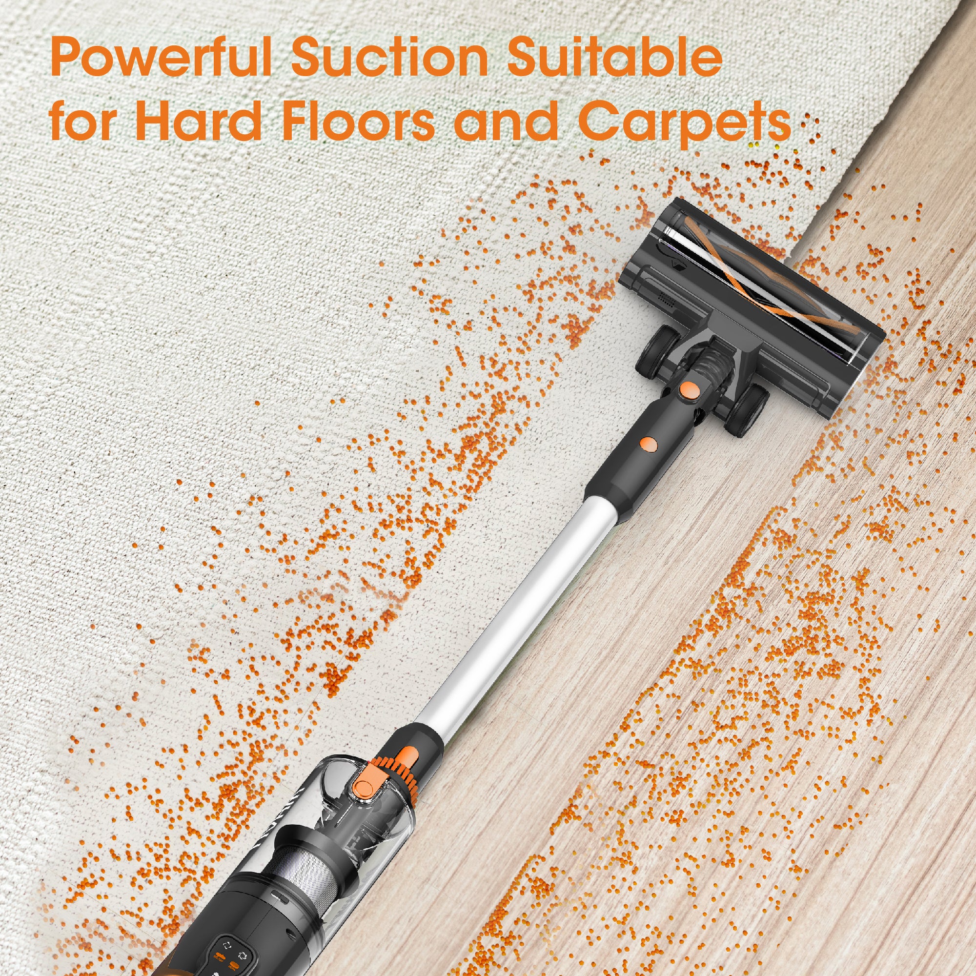 WHALLULTRA Cordless Vacuum Cleaner, Powerful Suction, Long Runtime, Lightweight Stick Vacuum for Pet Hair, Carpet & Hard Floor, Rechargeable, Detachable Battery, HEPA Filtration