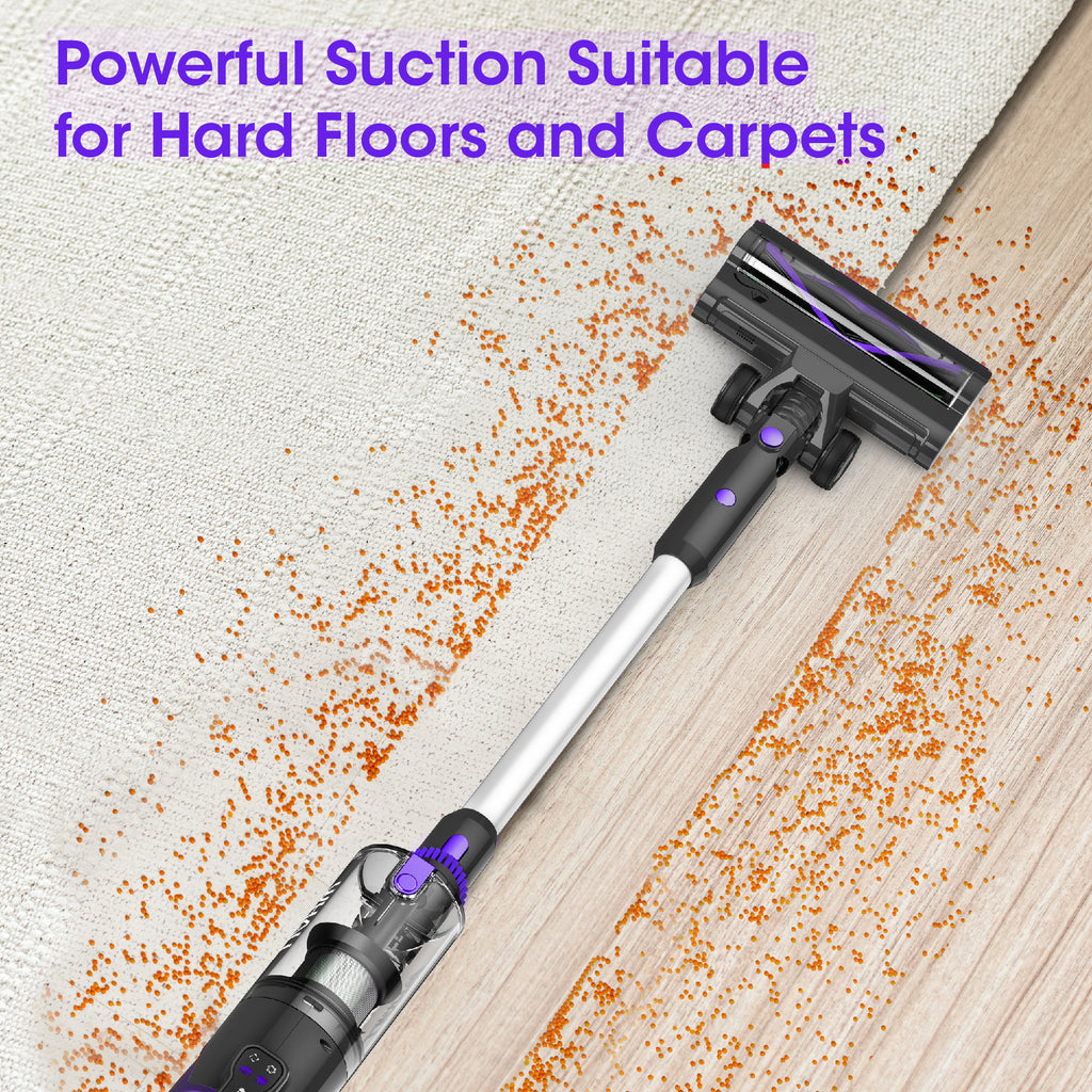 WHALLULTRA Lightweight Cordless Stick Vacuum, Self-Standing, LED Headlights, 6-in-1 Versatile Vacuum Cleaner for Home, Car, Stairs & Upholstery, Quiet Operation, Wall-Mount Charger