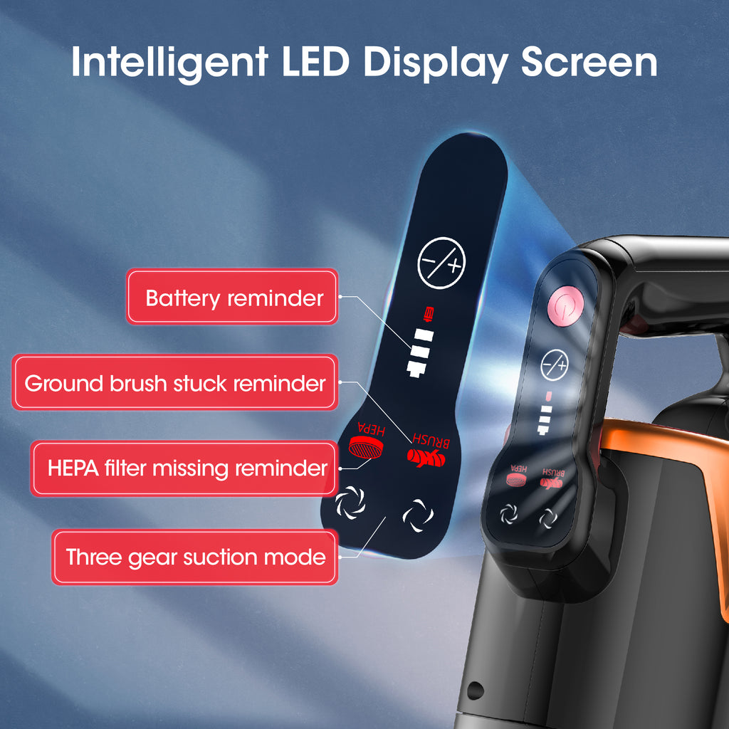 WHALLULTRA Cordless Vacuum Cleaner, Powerful Suction, Long Runtime, Lightweight Stick Vacuum for Pet Hair, Carpet & Hard Floor, Rechargeable, Detachable Battery, HEPA Filtration