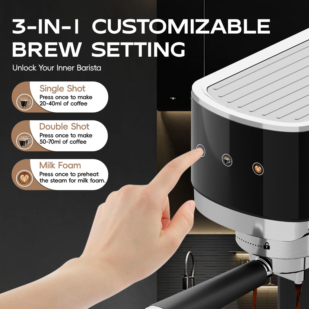 WHALLULTRA Touchscreen Espresso Machine 20 Bar，Espresso Coffee Maker with Milk Frother Steam Wand, Stainless Steel Coffee Machine with Removable Water Tank