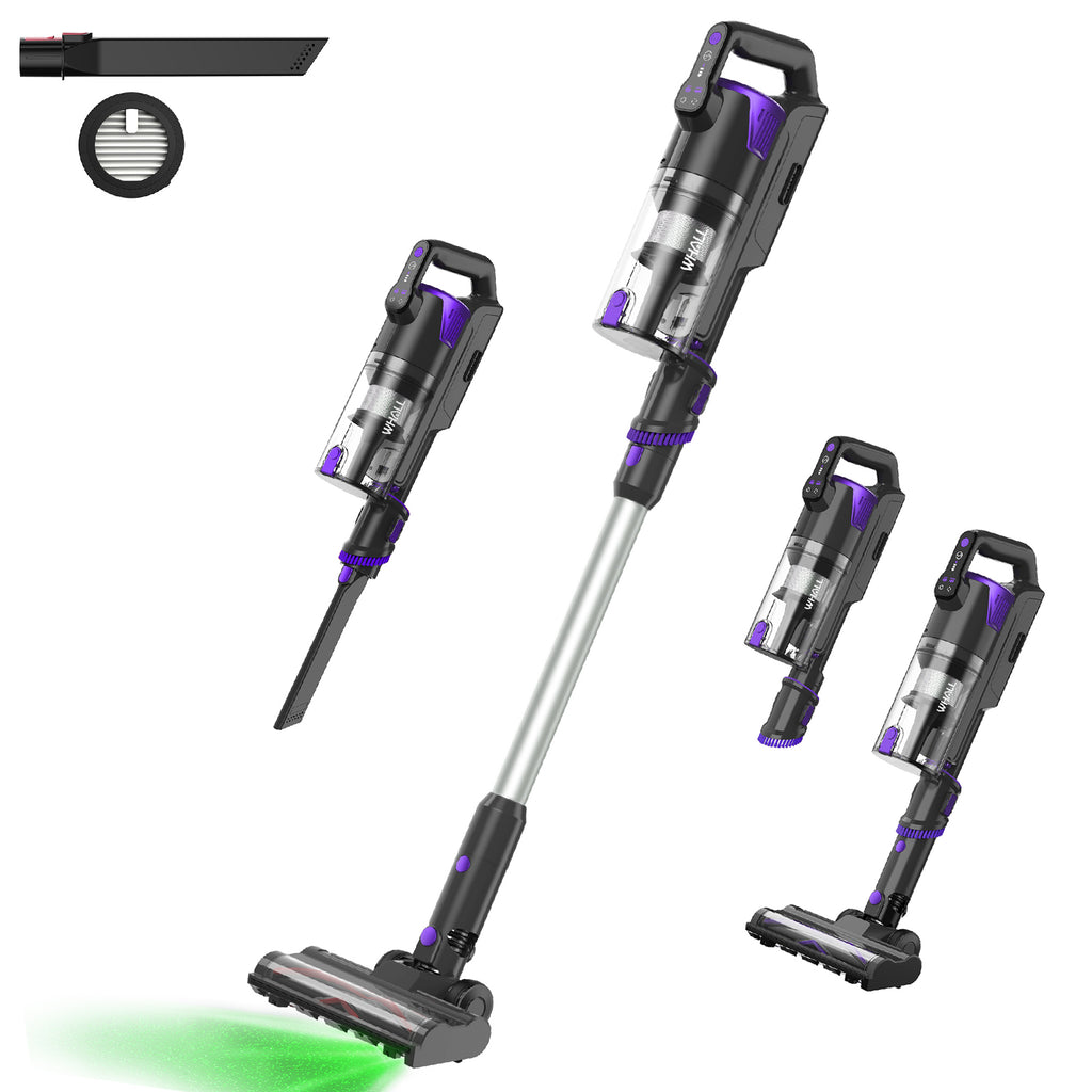 WHALLULTRA Lightweight Cordless Stick Vacuum, Self-Standing, LED Headlights, 6-in-1 Versatile Vacuum Cleaner for Home, Car, Stairs & Upholstery, Quiet Operation, Wall-Mount Charger