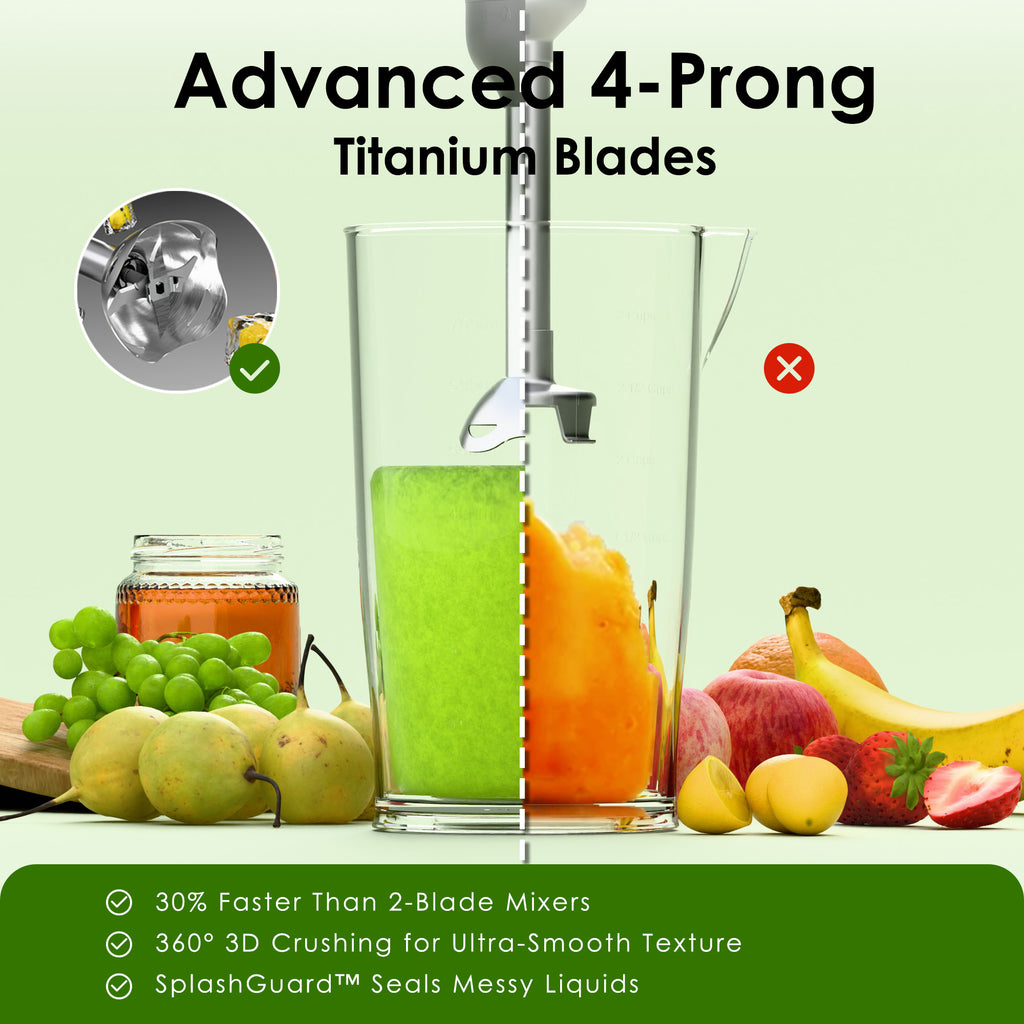 WHALLULTRA - 5-in-1 Cordless Immersion Hand Blender - Variable Speed, Rechargeable Handheld Blender for Smoothies