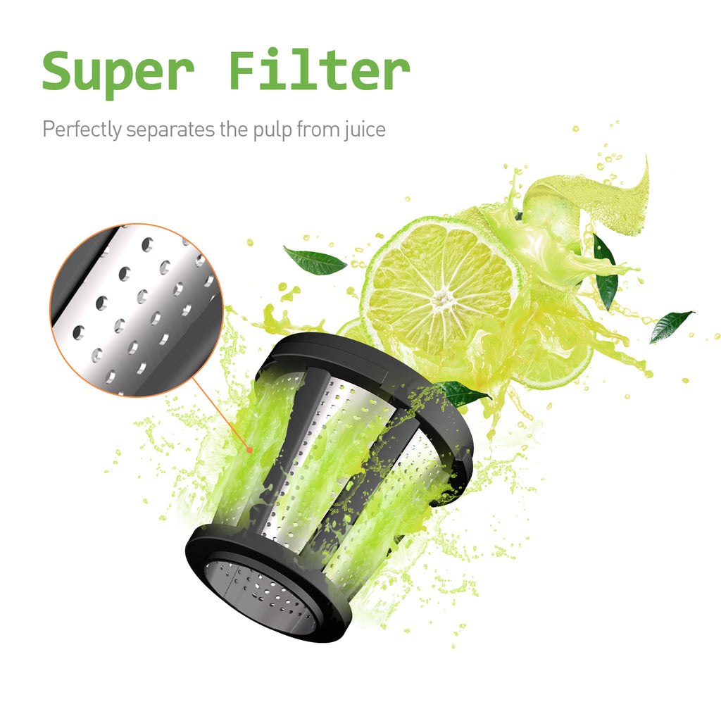 WHALLULTRA Masticating Slow Juicers, Cold Press Juicer Machine, Wide Feed Chute, High Juice Yield, Stainless Steel Masticating Juicer - Silver
