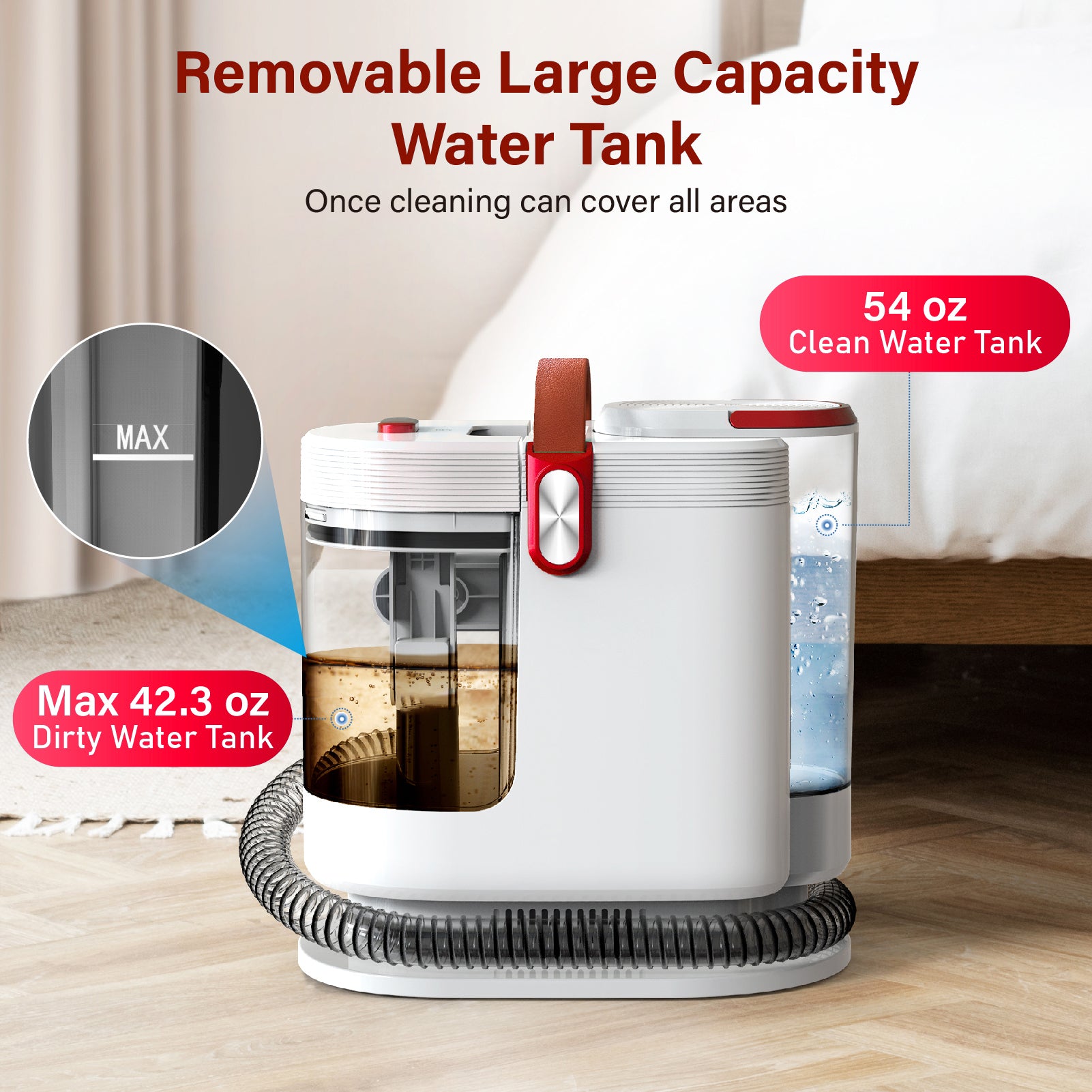 WHALLULTRA Portable Carpet Upholstery Cleaner, Carpet Cleaner Machine, Power Suction with 3 Tools, Spot Deep Cleaner for Carpet, Couches, Car